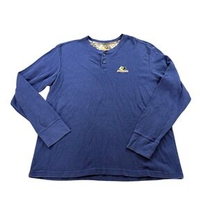 Mossy Oak Navy Waffle Knit Henley Long Sleeve Thermal Shirt Men's XL